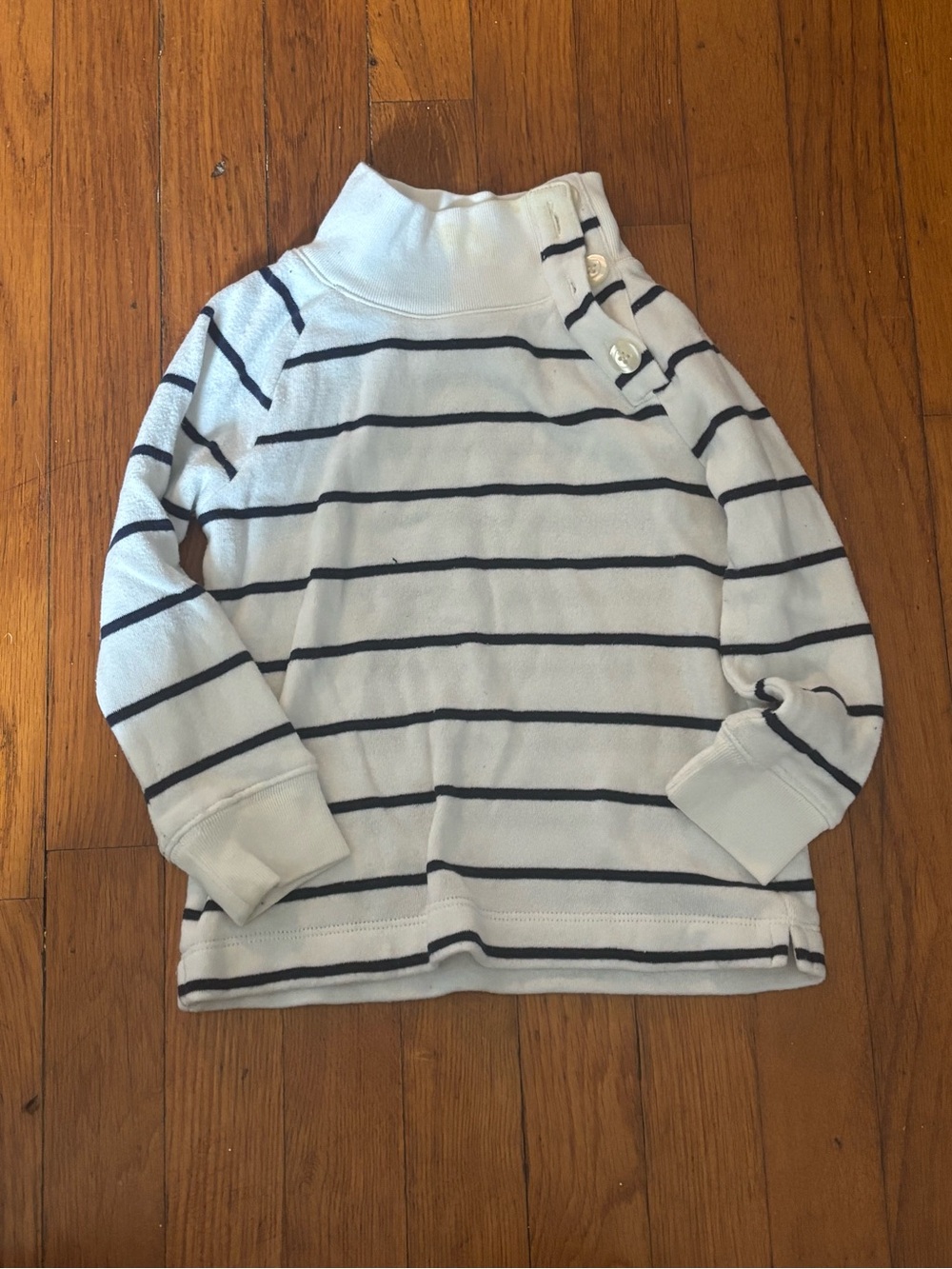 Crewcuts White Turtleneck with Navy Stripes